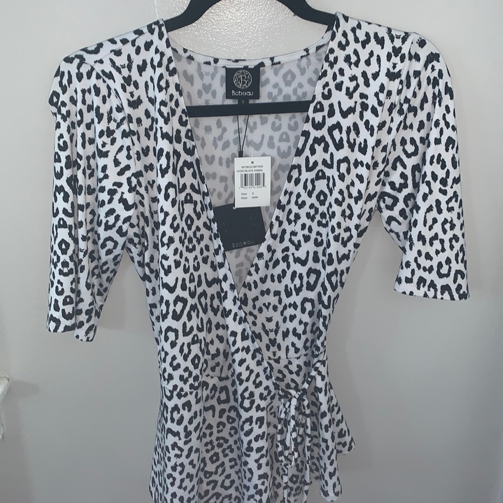 Bobeau animal print splice top size small